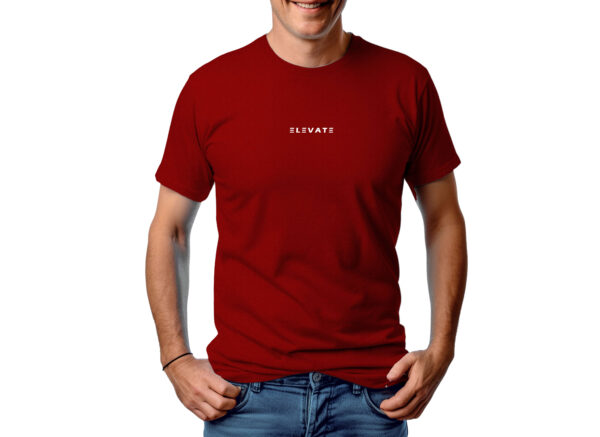 Cotton T-Shirt Relax Fit - Wine Red Color - Image 2